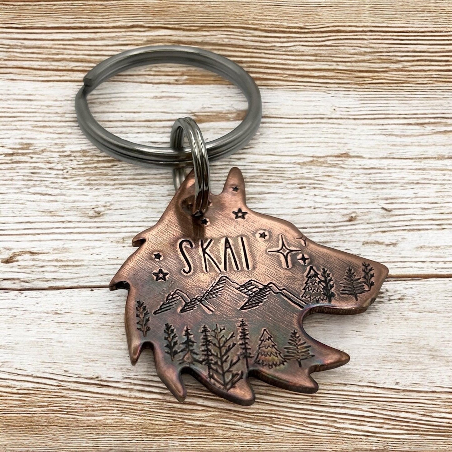 Personalized Dog Tag, Wolf Head Dog Tag