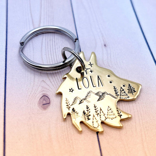 Personalized Dog Tag, Wolf Head Dog Tag, Pet Tags