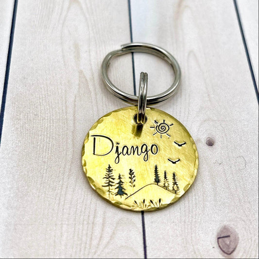 Dog ID Tag, Customizable Dog Tag, Dog Tag with Trees