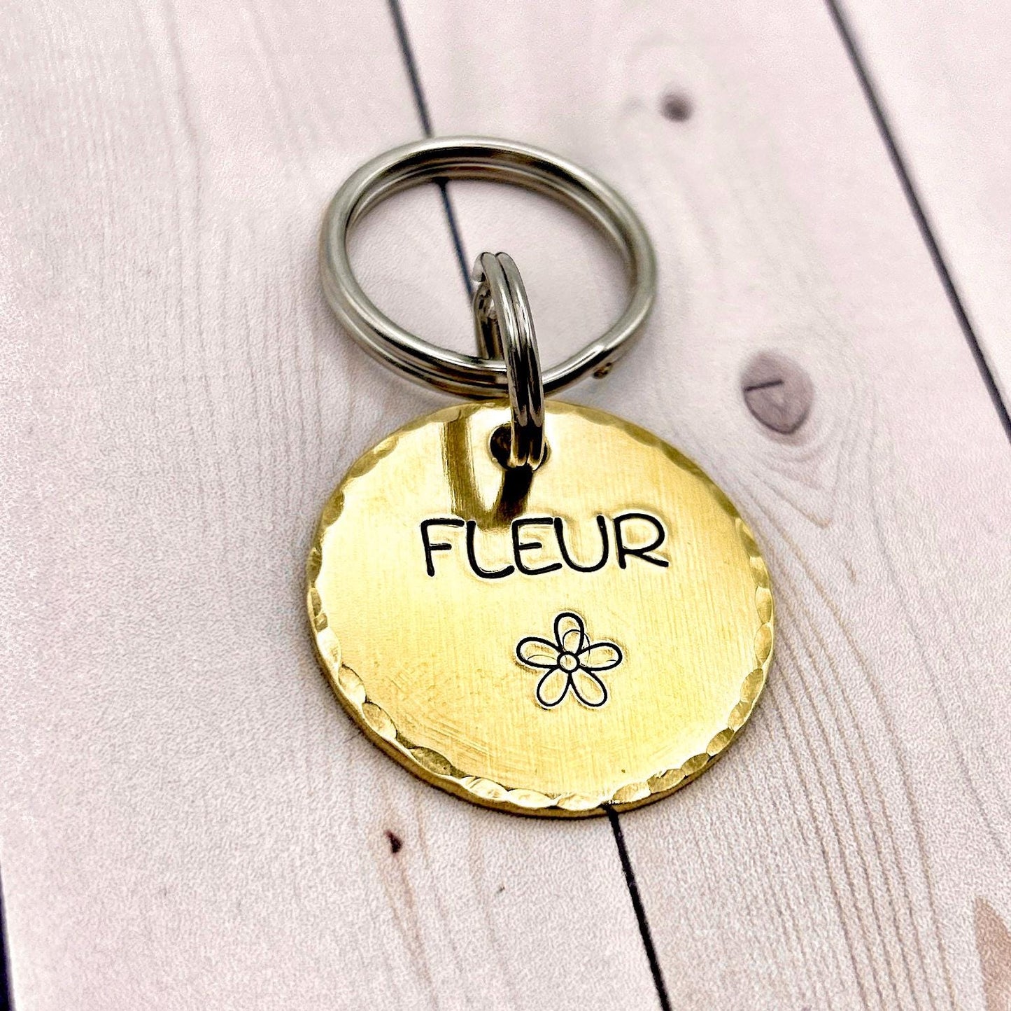Dog ID Tag, Customizable Tag, Engraved Brass Tag