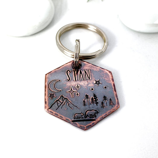 Personalized Dog Tag, Copper Dog Tag. Hexagon Dog Tag