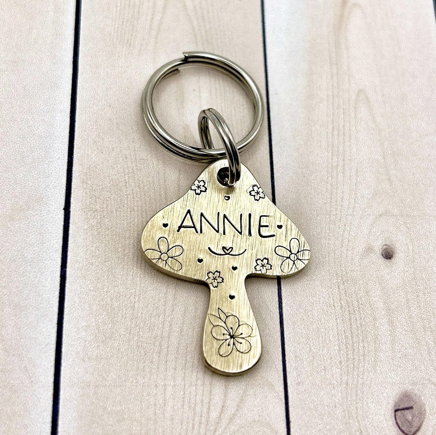 Personalized Dog Tag - Brass Dog Tag - Mushroom - Pet ID Tag