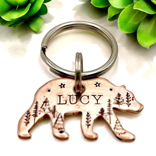 Bear Dog Tag, Nature Dog Tag, Personalized Dog Tag