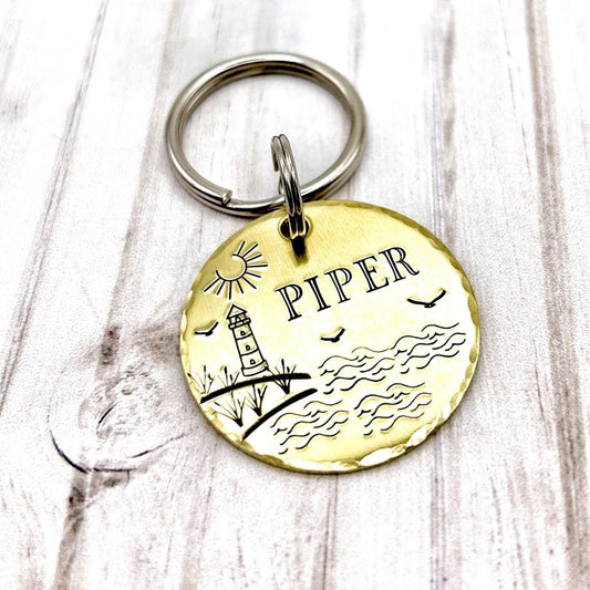 Dog ID Tag, Customizable Dog Tag, Seaside Tag