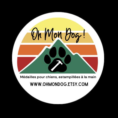 Brass Dog Tag with Mountain Landscape – Personalized Engraving – Unique Dog Accessory