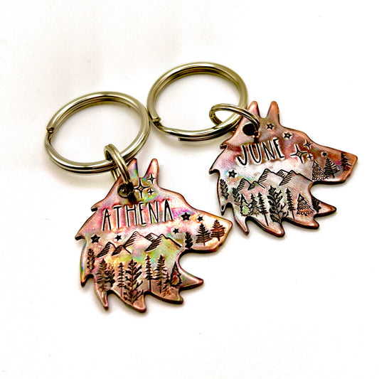 Médaille de Chien Personnalisée, Médaillon Chien Tête de Loup