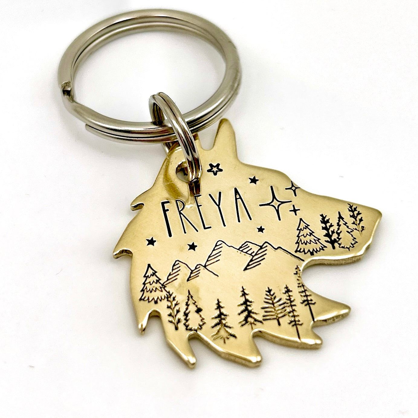 Personalized Dog Tag, Wolf Head Dog Tag, Pet Tags