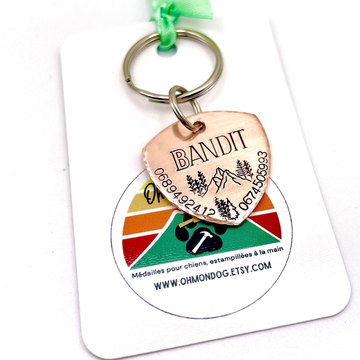 Personalized Dog Tag, Copper Dog Tag, Identification Tag, Handmade in France