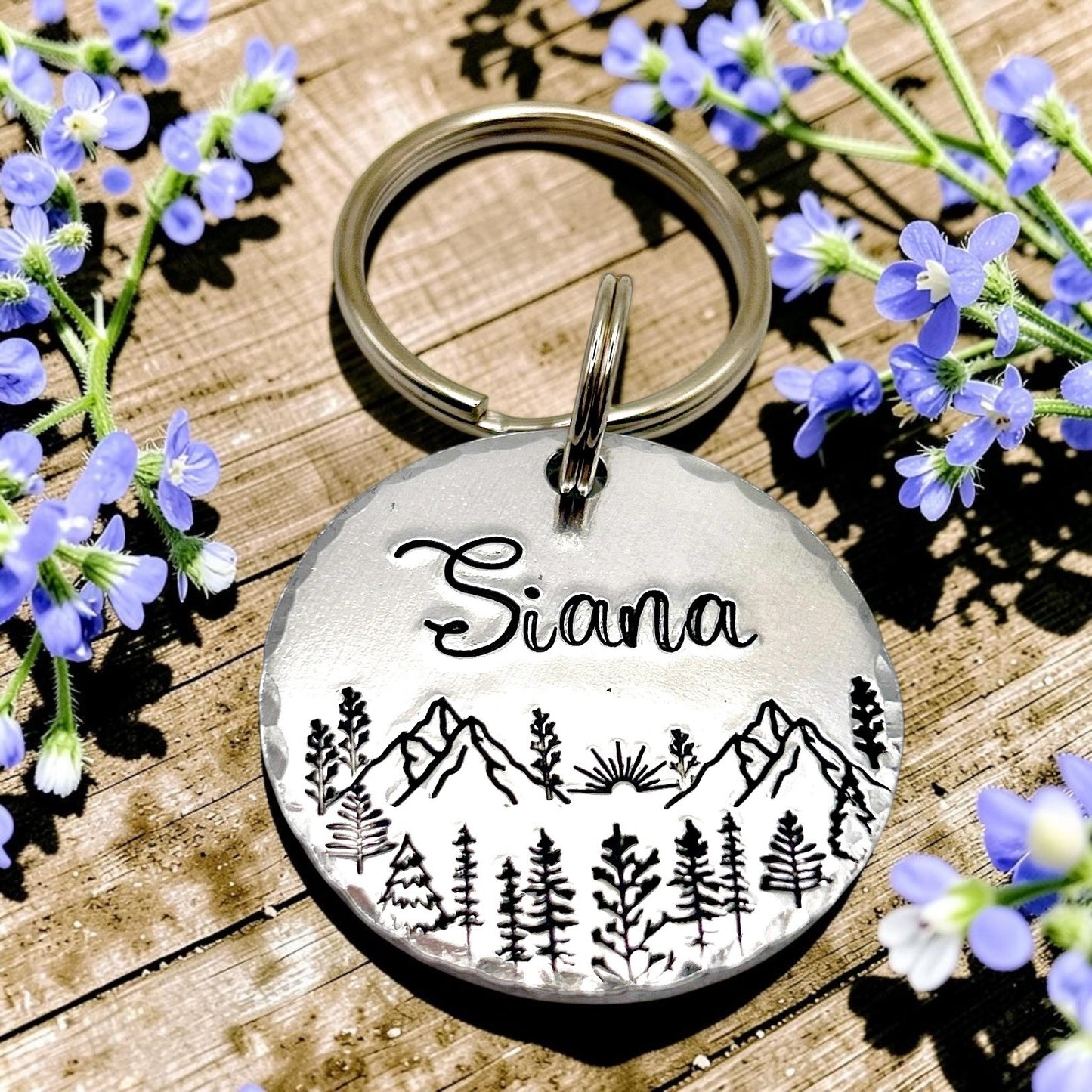 Medal with Mountains and Trees, Dog Medallion, Handmade in France