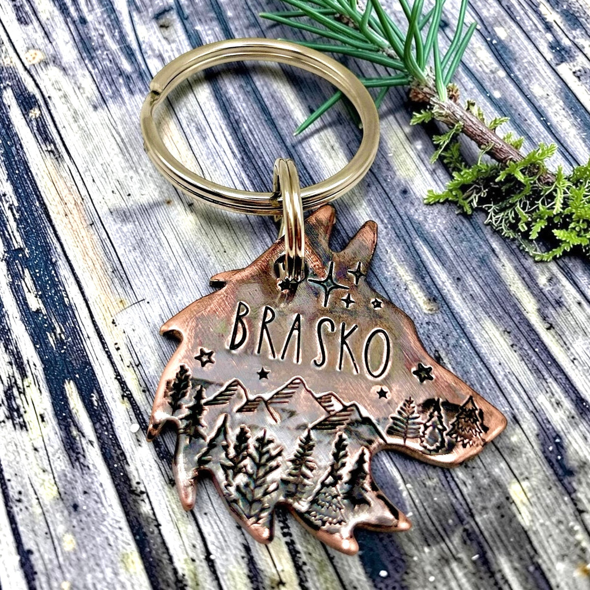 Personalized Dog Tag, Wolf Head Dog Tag
