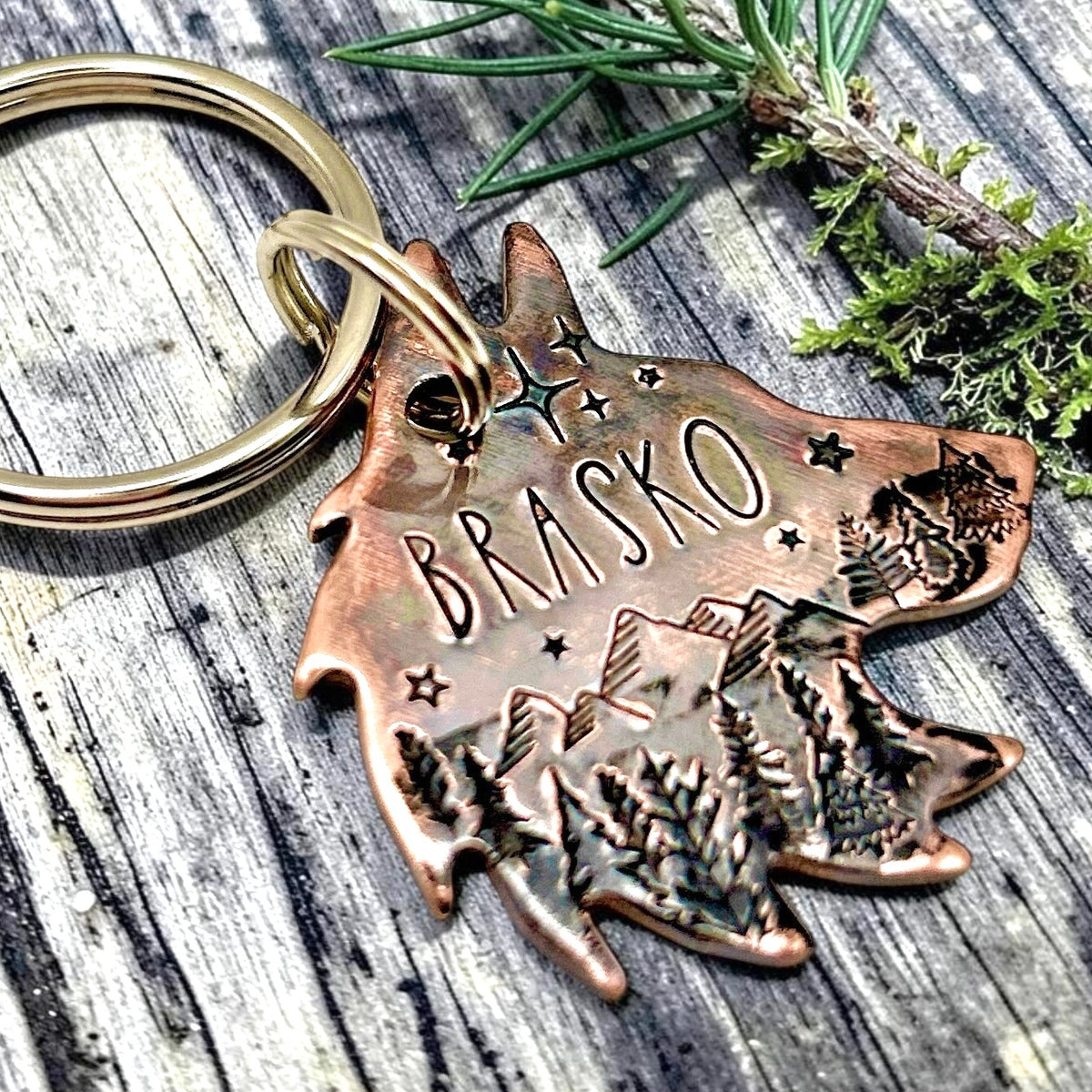 Personalized Dog Tag, Wolf Head Dog Tag