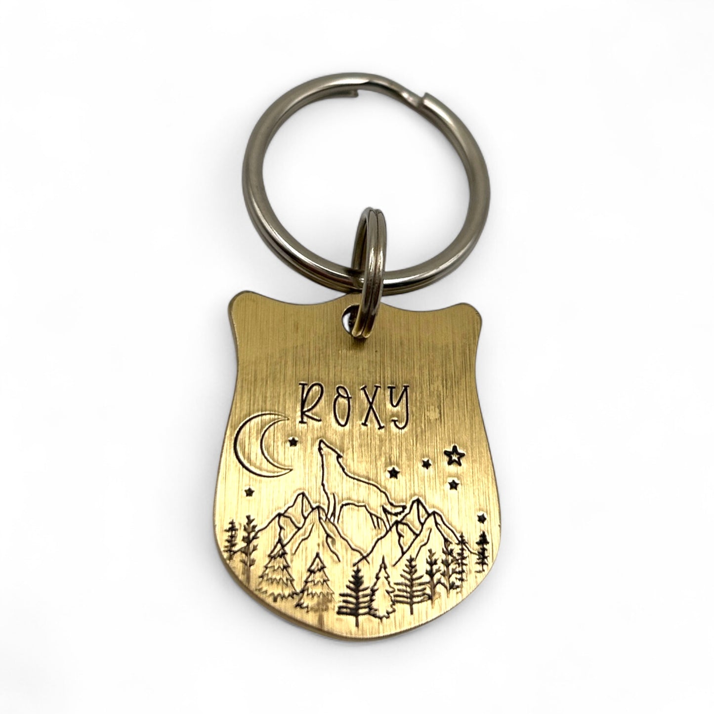 Médaille de Chien Personnalisée - Médaille en Laiton pour Chien - Médaille avec Loup pour Chien