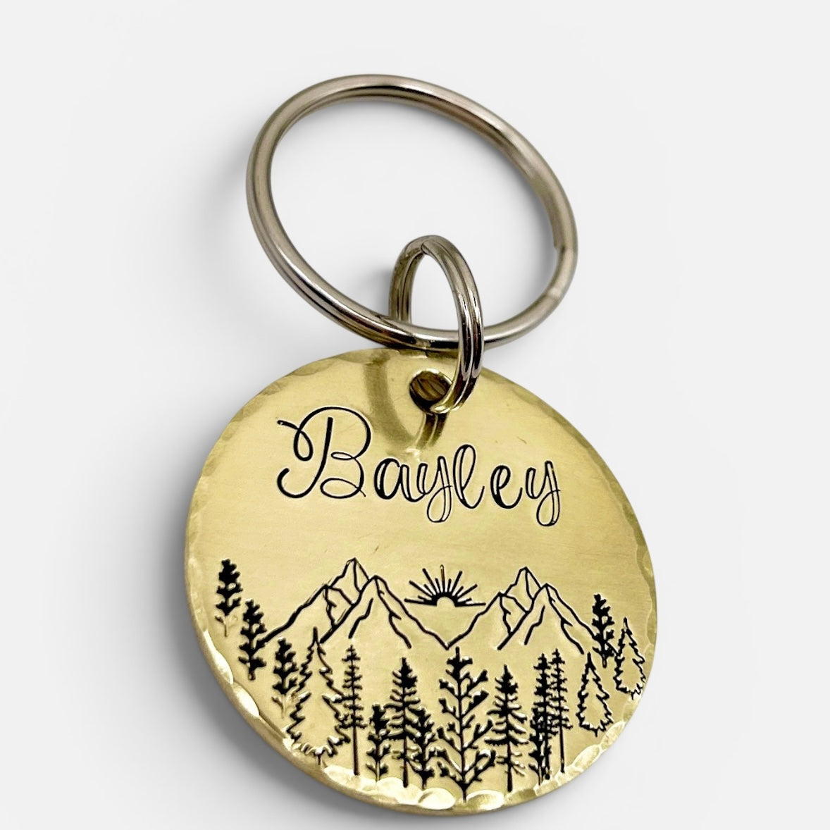 Medal with Mountains and Trees, Dog Medallion, Handmade in France