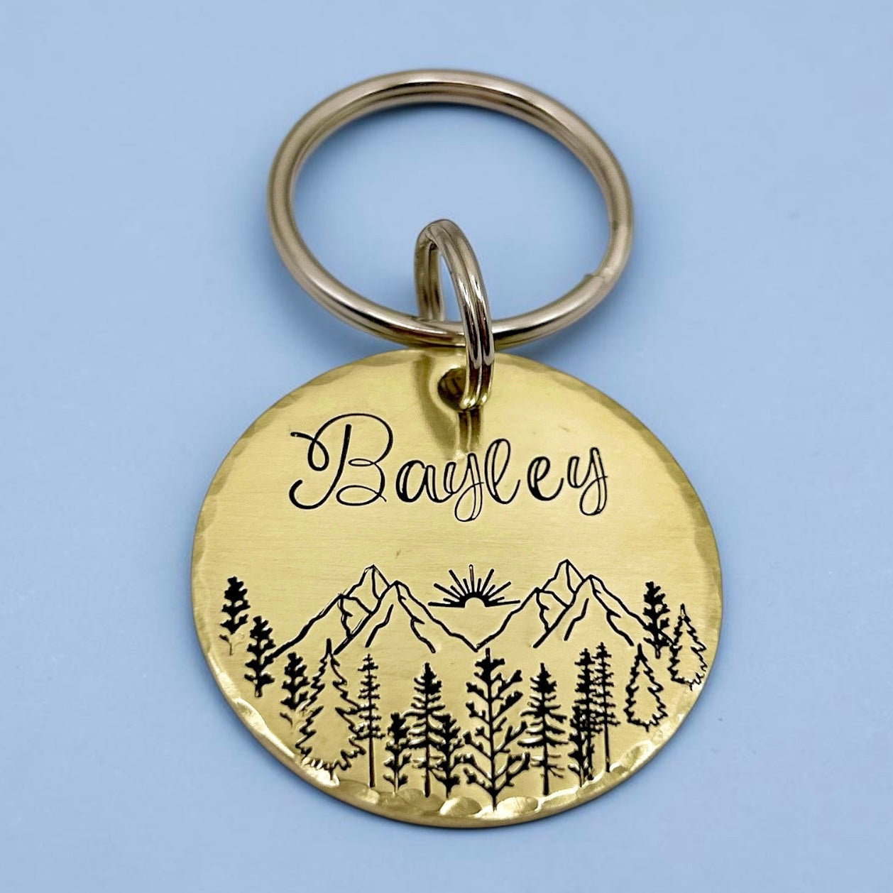 Medal with Mountains and Trees, Dog Medallion, Handmade in France