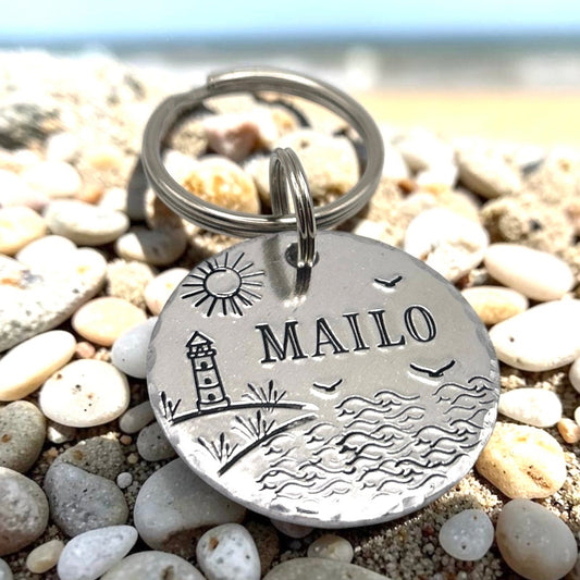 Dog ID Tag, Customizable Dog Tag, Seaside Tag