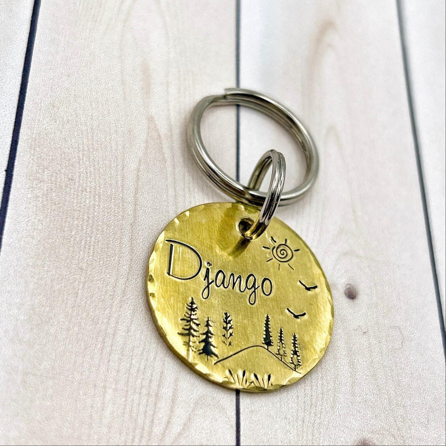 Dog ID Tag, Customizable Dog Tag, Dog Tag with Trees