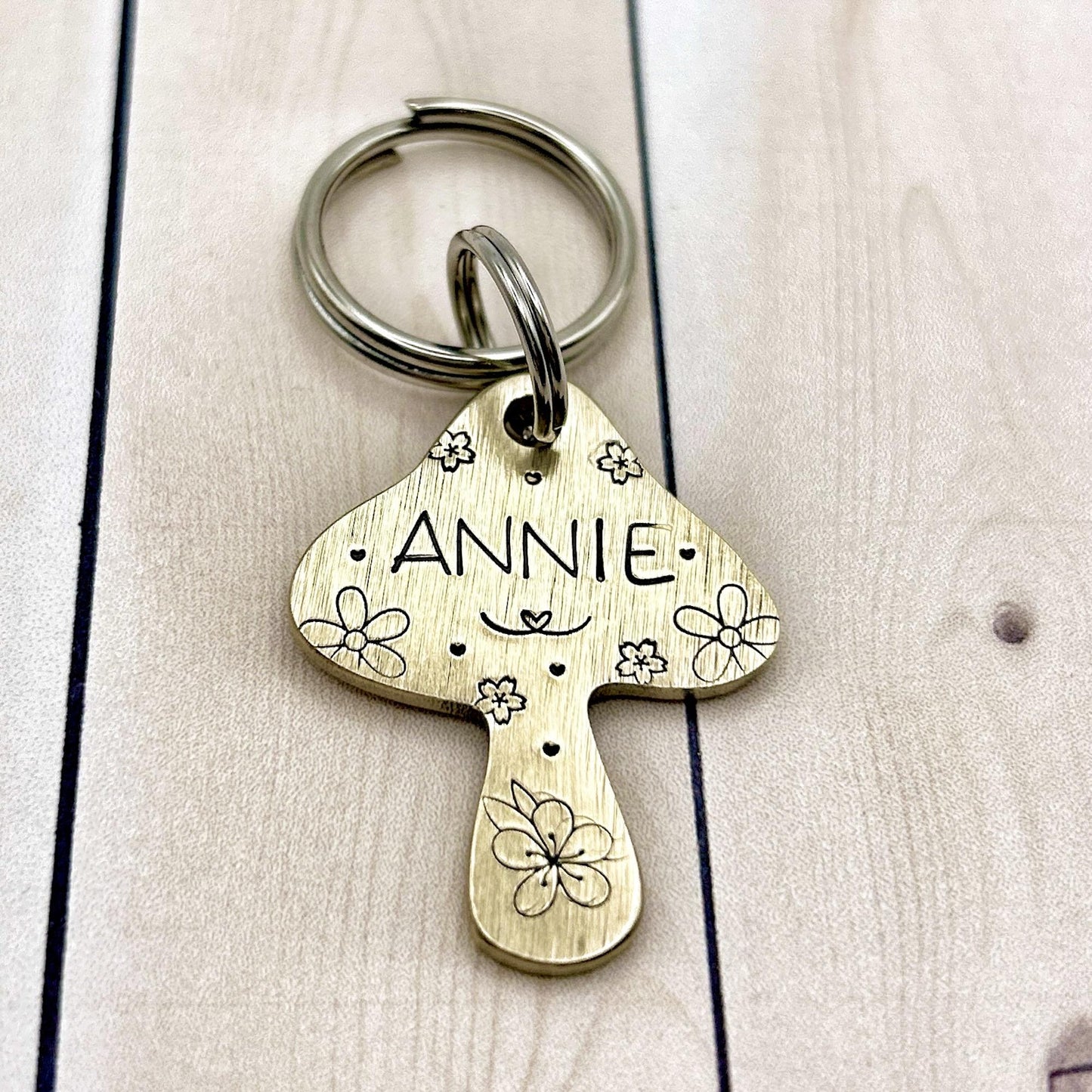Personalized Dog Tag - Brass Dog Tag - Mushroom - Pet ID Tag