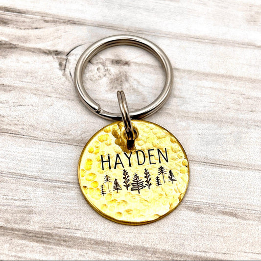 Dog ID Tag, Customizable Dog Tag, Trees and Forest