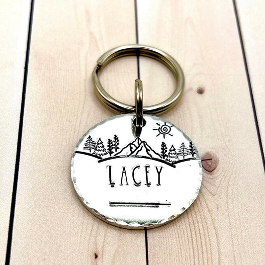 Personalized Dog Tag, Engraved Dog Tag, Mountain Dog ID Tag