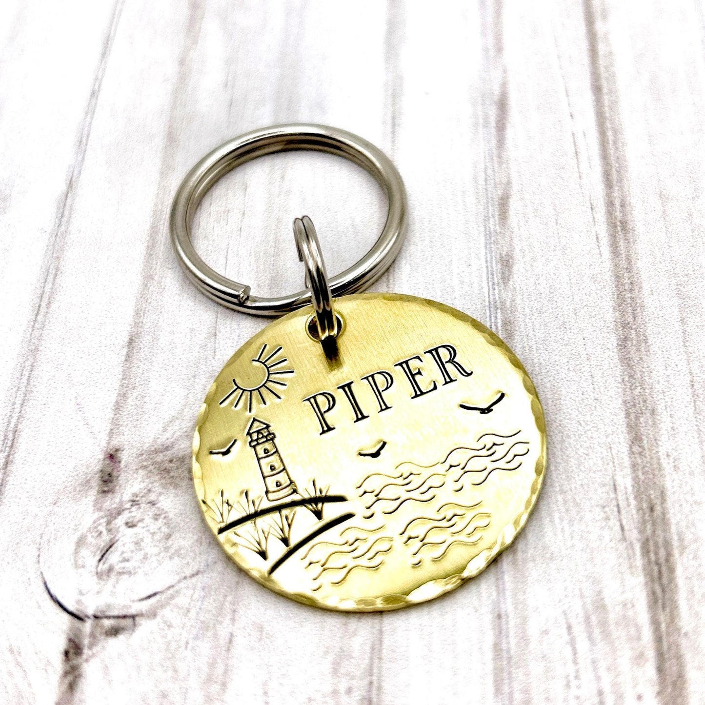 Dog ID Tag, Customizable Dog Tag, Seaside Tag